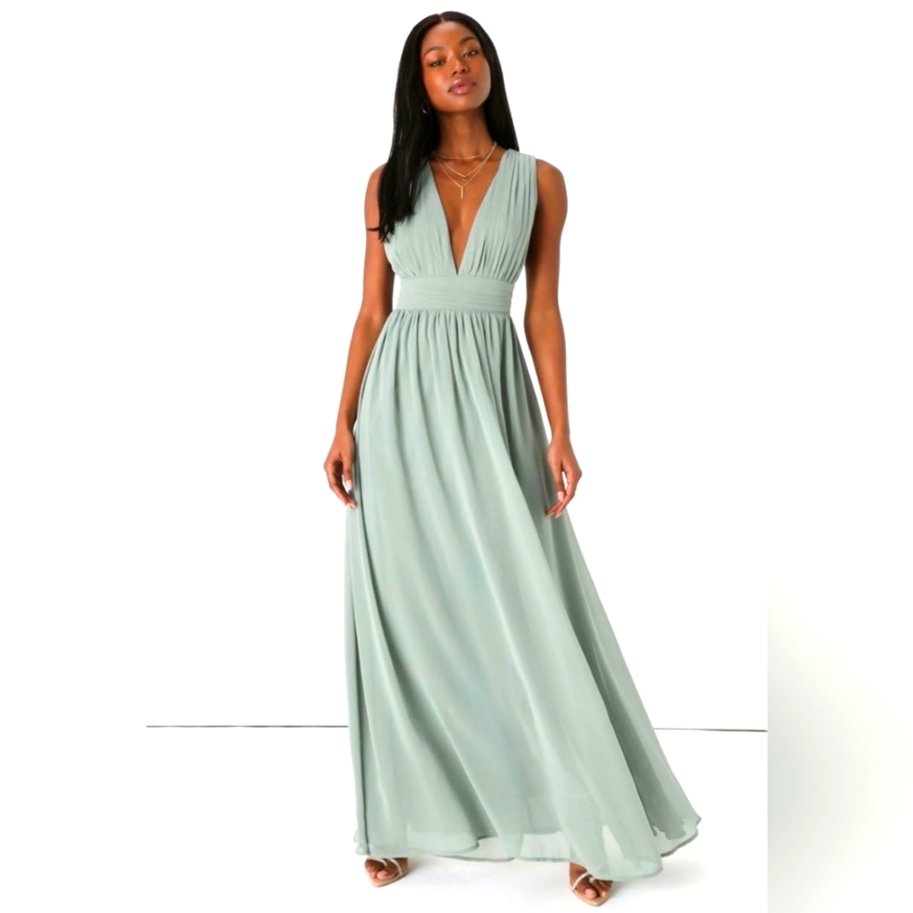 Lulu's Sage Green Maxi Dress